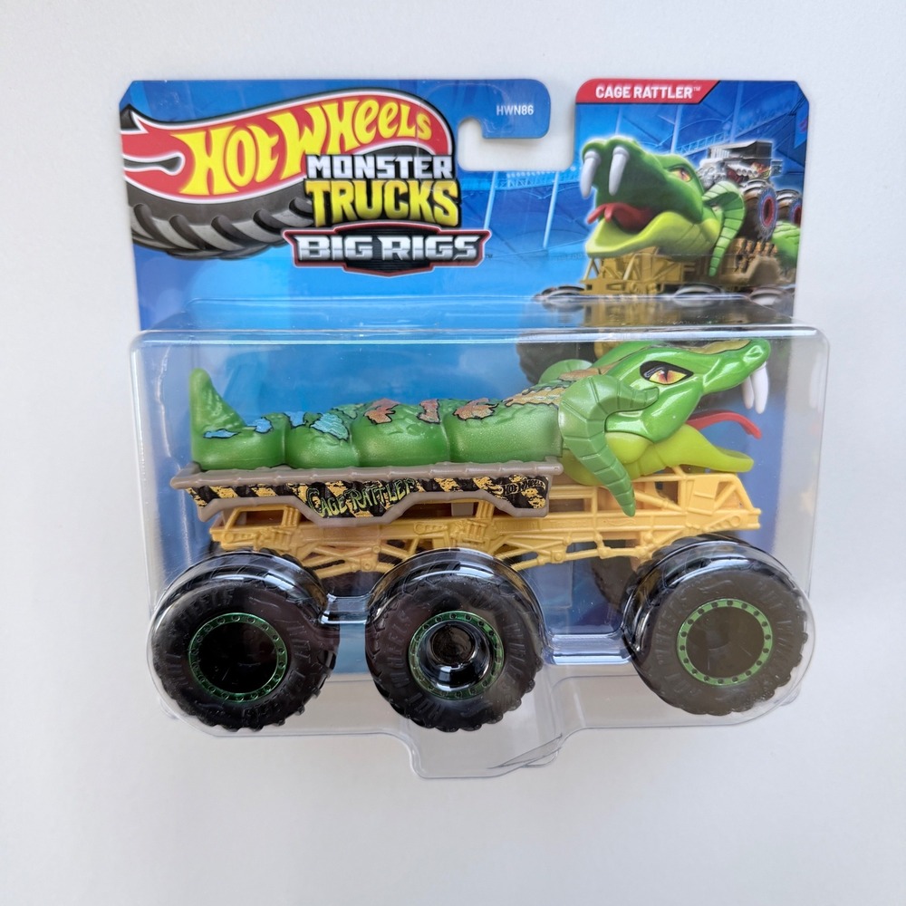 Hot Wheels Monster Trucks Big Rigs Cage Rattler Green Snake Toy Truck HWN86 NEW